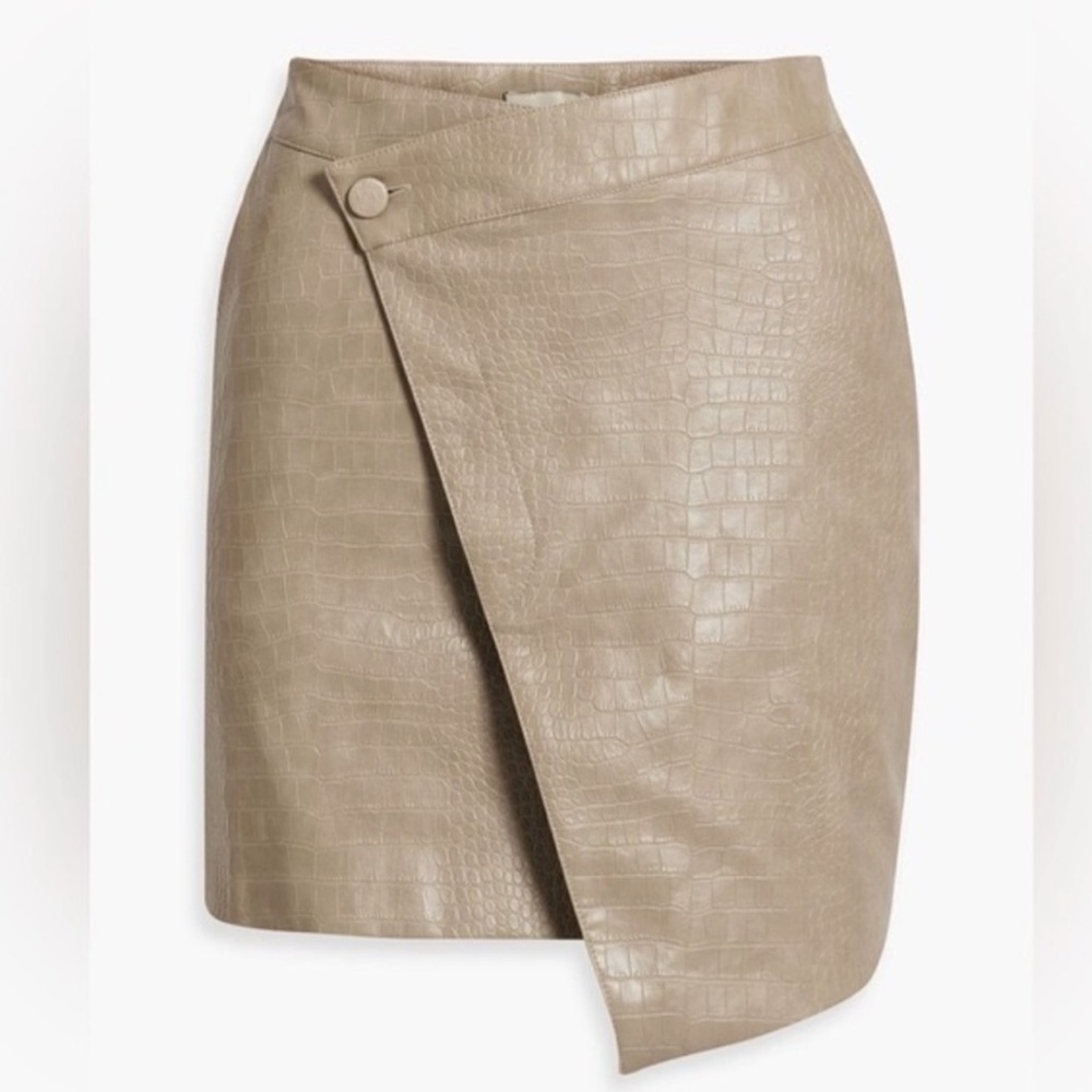 NICHOLAS Gabriella Vegan Leather Tan Mini Skirt